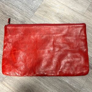 BRAND NEW - Leather Laptop Case / Pouch - Red Leather - Zipper Closure